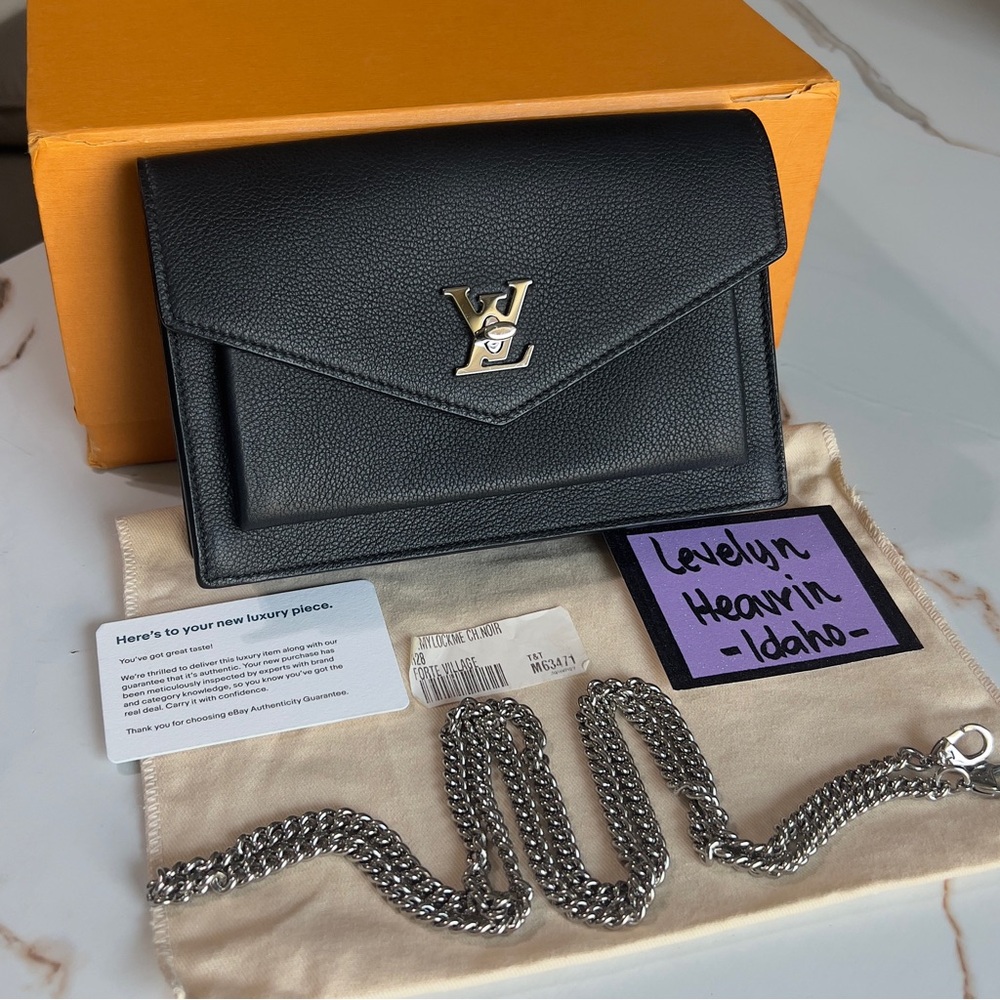 Authentic Louis Vuitton Mylockme Chain Pochette Black